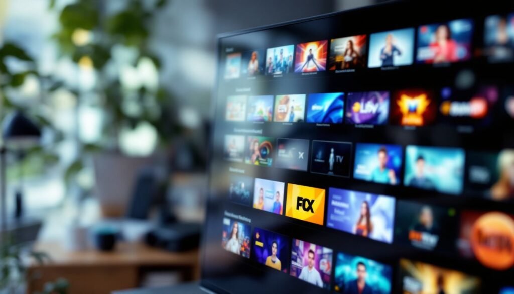 IPTV Provider: A screenshot of a TV guide with various channels