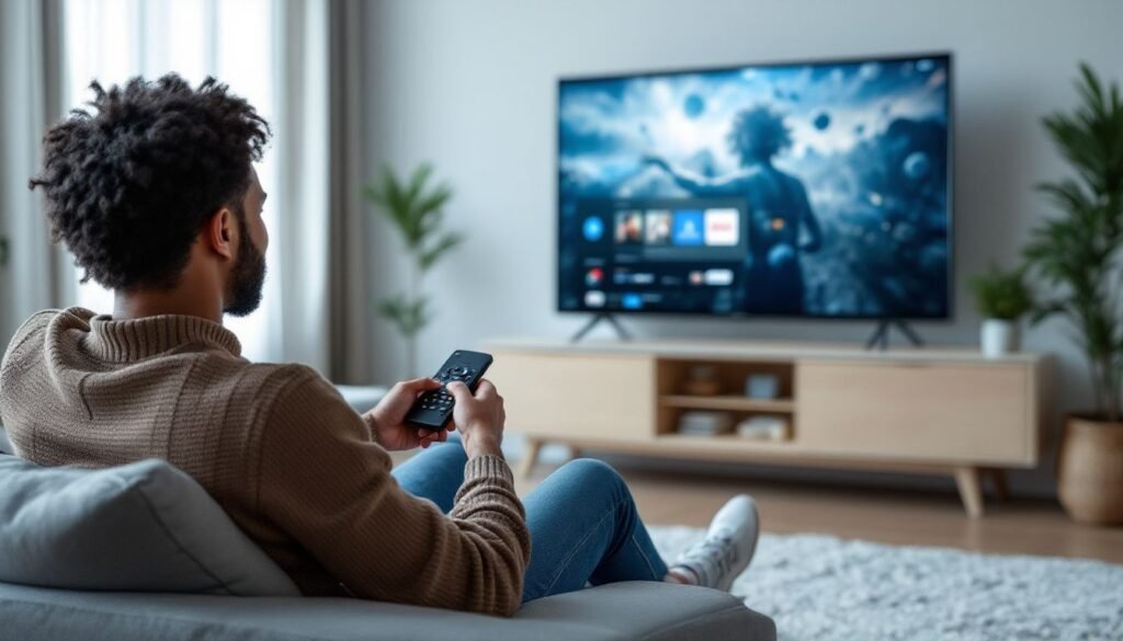IPTV Provider 2026: A person watching TV with a remote control