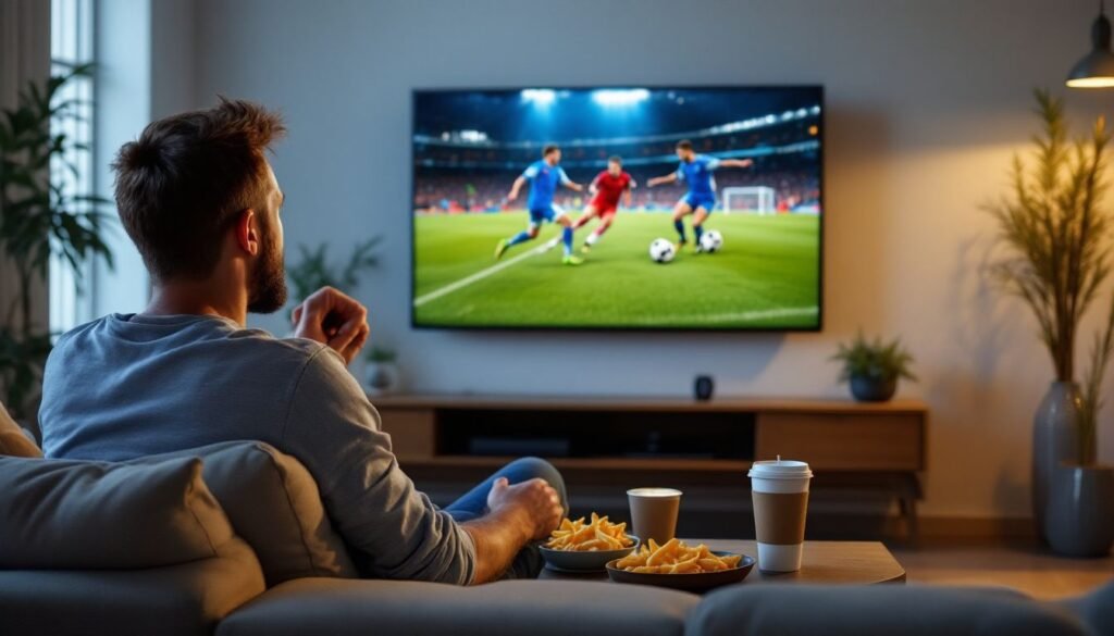 IPTV UK Sports 2026: A fan watching live football on their smart TV