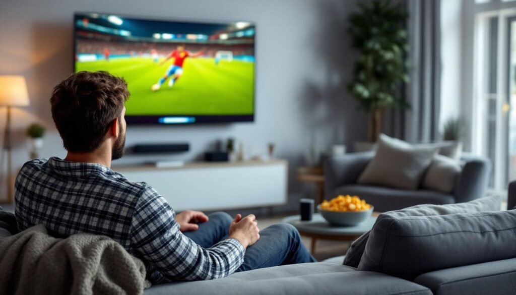 Football Streaming UK: A fan watching a live match on their smart TV