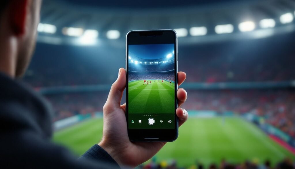 Football Streaming UK: A smartphone screen showing a live football match