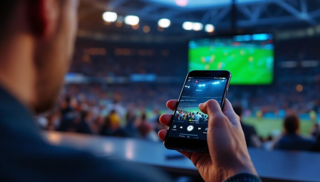 Live Football IPTV UK: A smartphone streaming a live football match